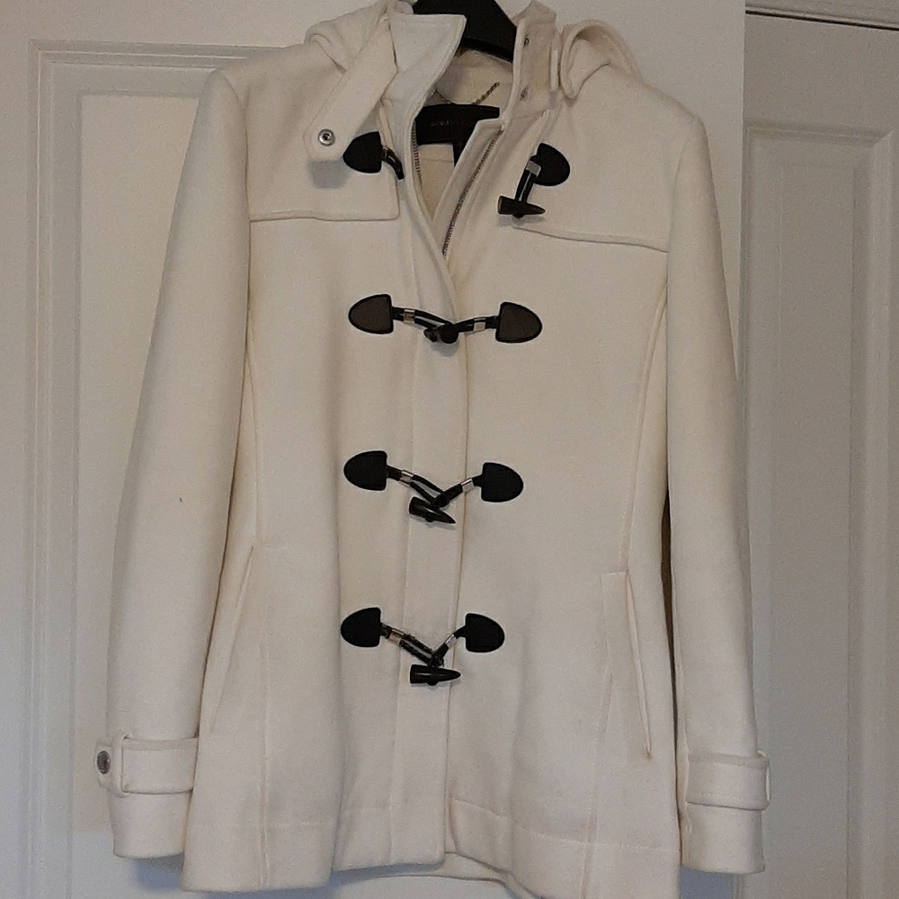 BCBG Maxazria Off-White Polyester Coat with Toggle